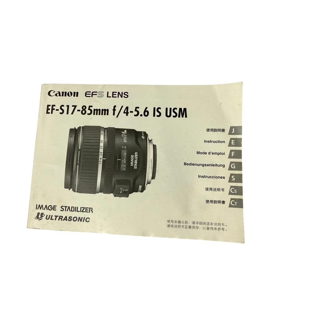 Canon EF-S 17-85mm f/4-5.6 IS USM Lens Instruction Manual Multilingual 2004